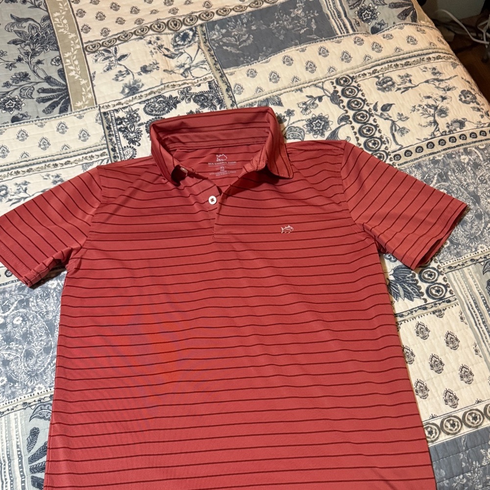 Men's Red Striped Polo Shirt